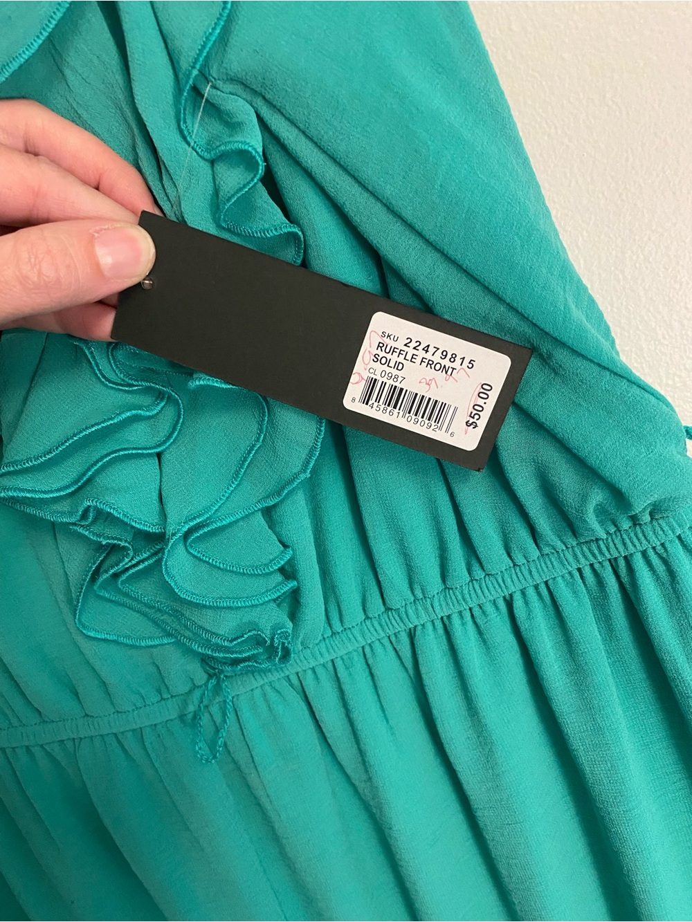 GNW Teal Ruffle-Front Midi Dress - Picture 4 of 7